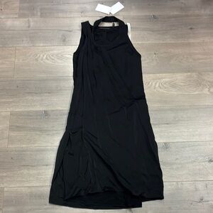 NWT Helmut Lang Black Sleeveless satin midi Dress